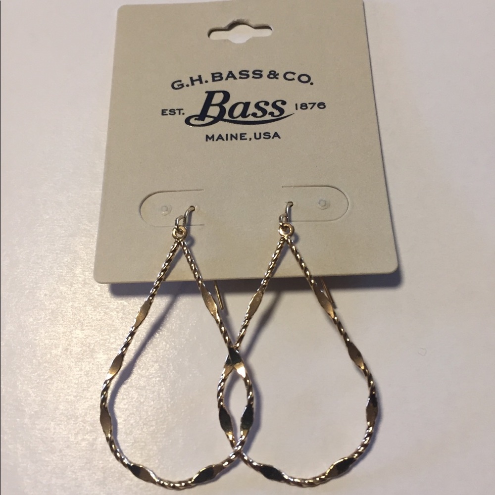 Gold Bass Teardrop hoop Earrings (new)